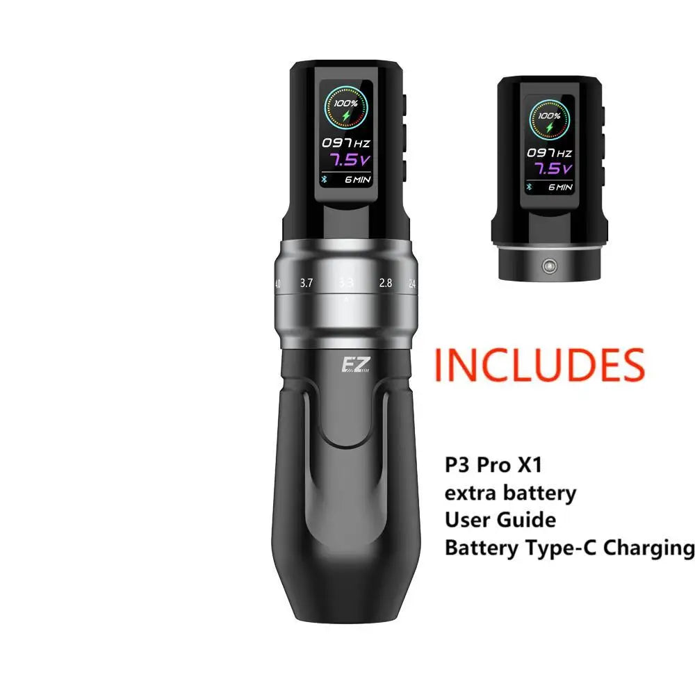 EZ P3 Pro Wireless Pen – Stroke Ajustable de 6 Niveles para Tattoo, PMU y SMP