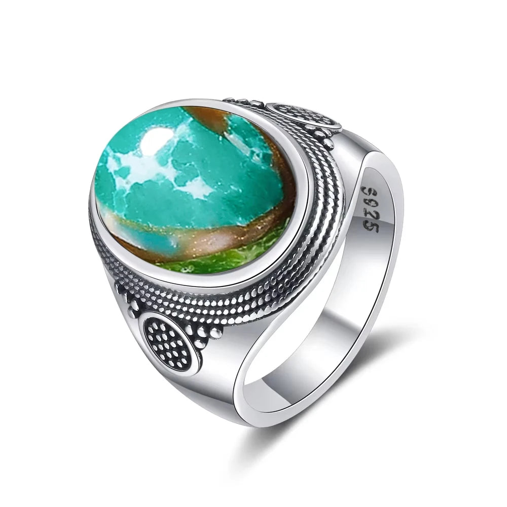 Anillo Vintage de Plata 925 con Labradorita Natural y Piedra Luna – Estilo Boho Real