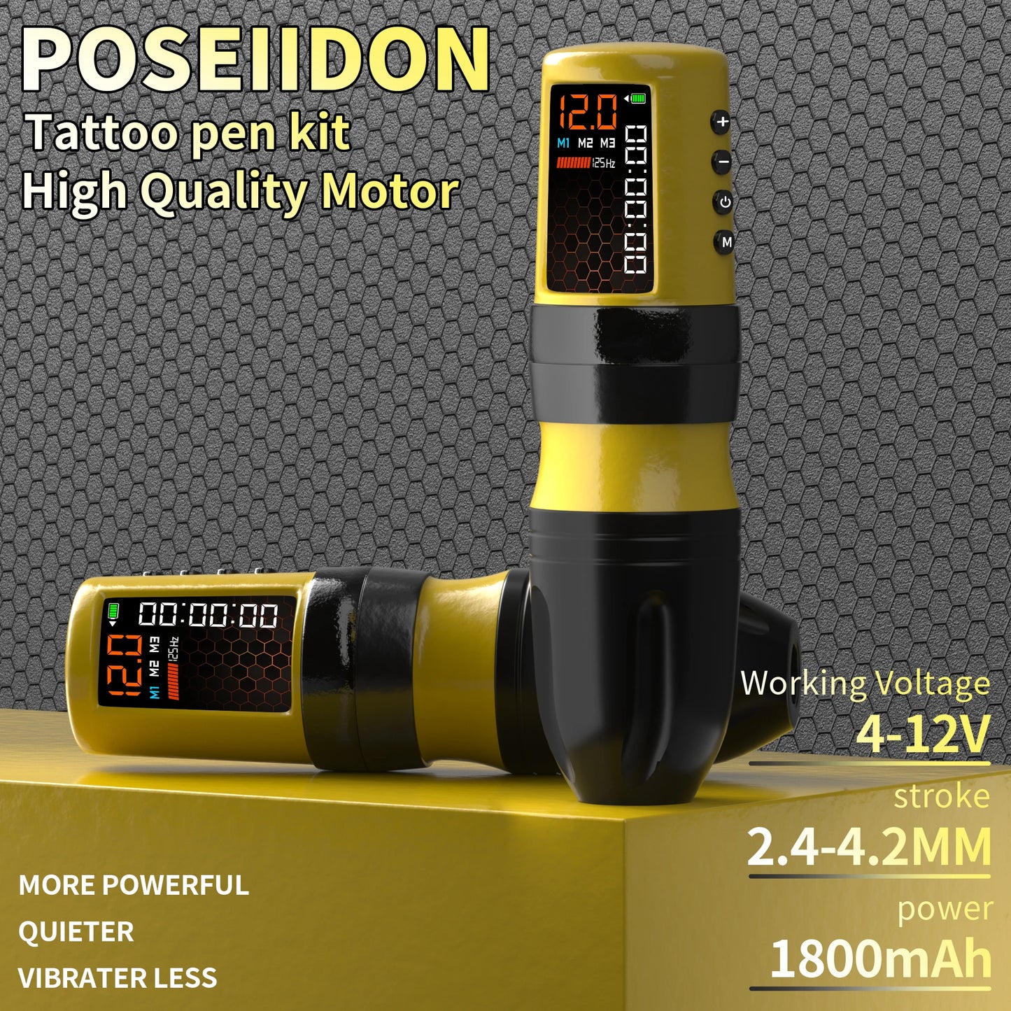 Kit Tattoo POSEIDON "Yellow Bee" – Set Inalámbrico Edición Especial para Tattoo & PMU