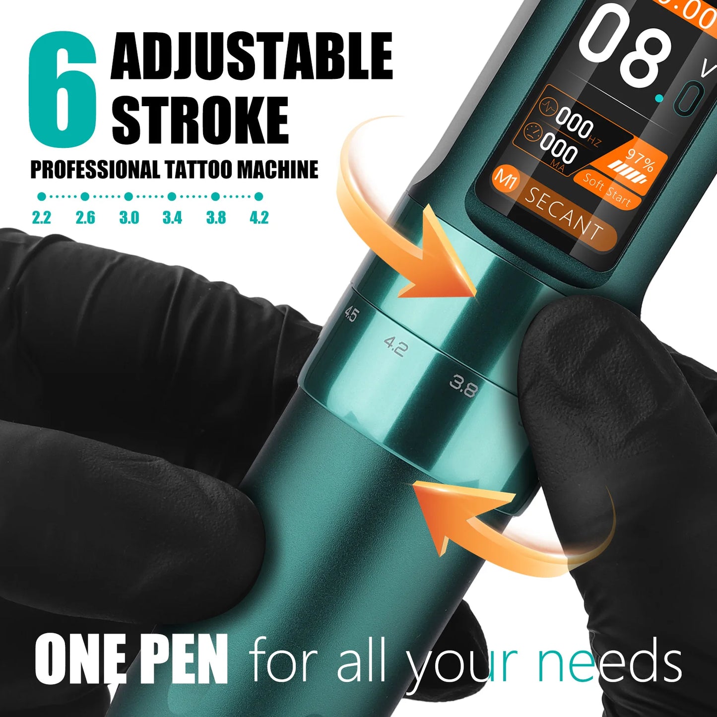 Máquina Pen T-Rex Smart Wireless – 6 Strokes Ajustables y Pantalla Inteligente OLED (2000mAh)