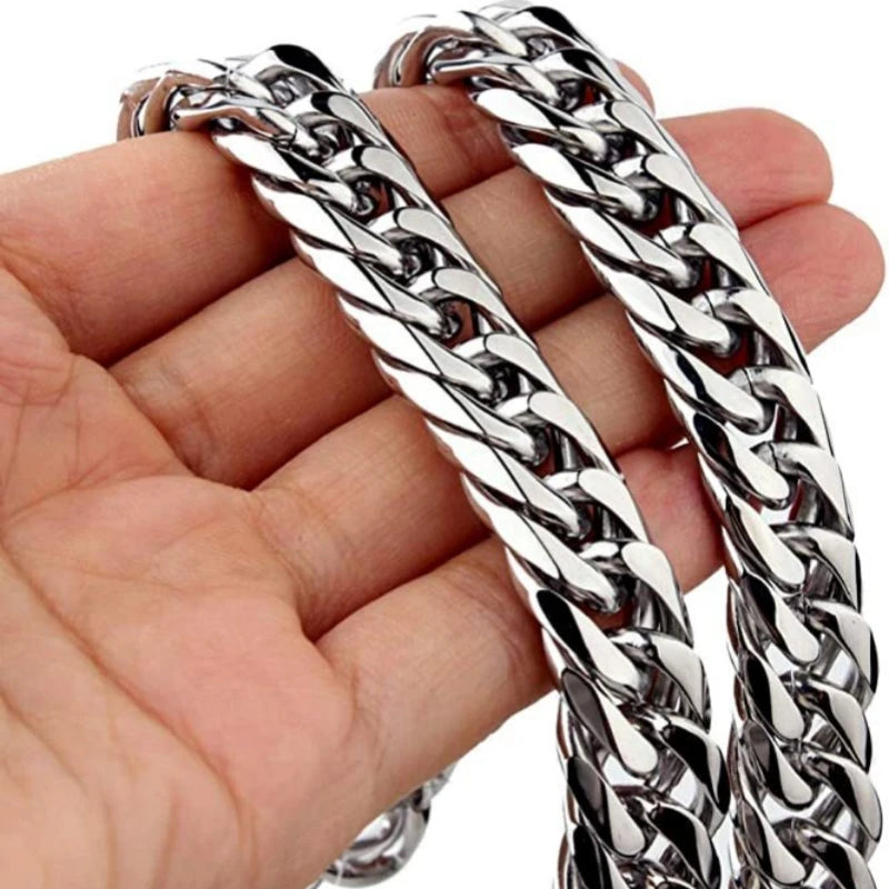 Cadena HNSP LA Cuban Link – Acero Inoxidable Quirúrgico (Plata) | 8mm a 14mm