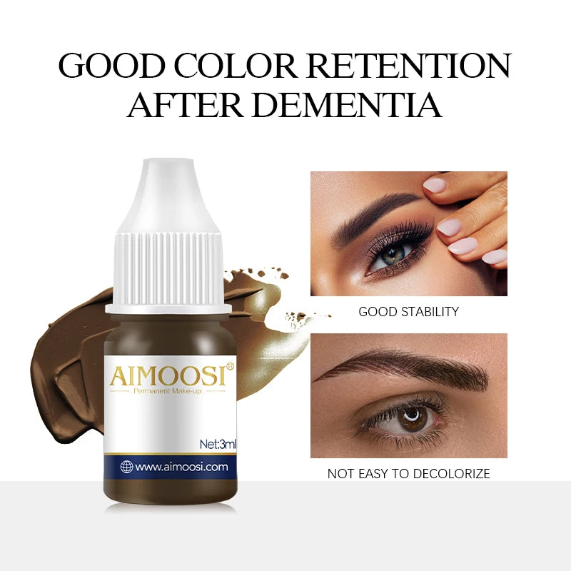 AIMOOSI Eyebrow Micropigmentation 18 Colors Semi Permanent Makeup Pigment for Eyeliner Organic Black Brown Tattoo Ink Supplies