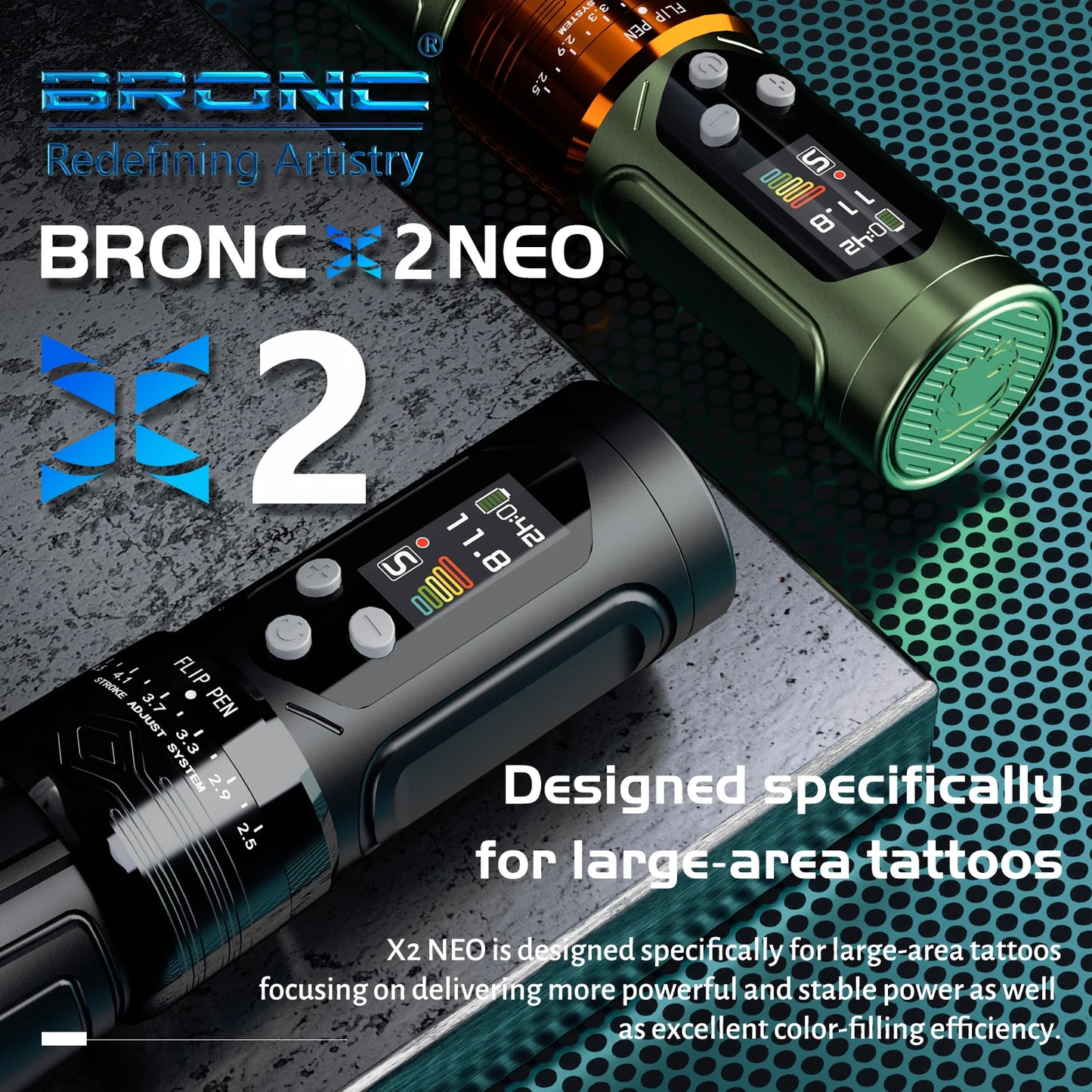BRONC X2 NENO Wireless Pen – Stroke Ajustable (2.5mm a 5.0mm) con Pantalla Color