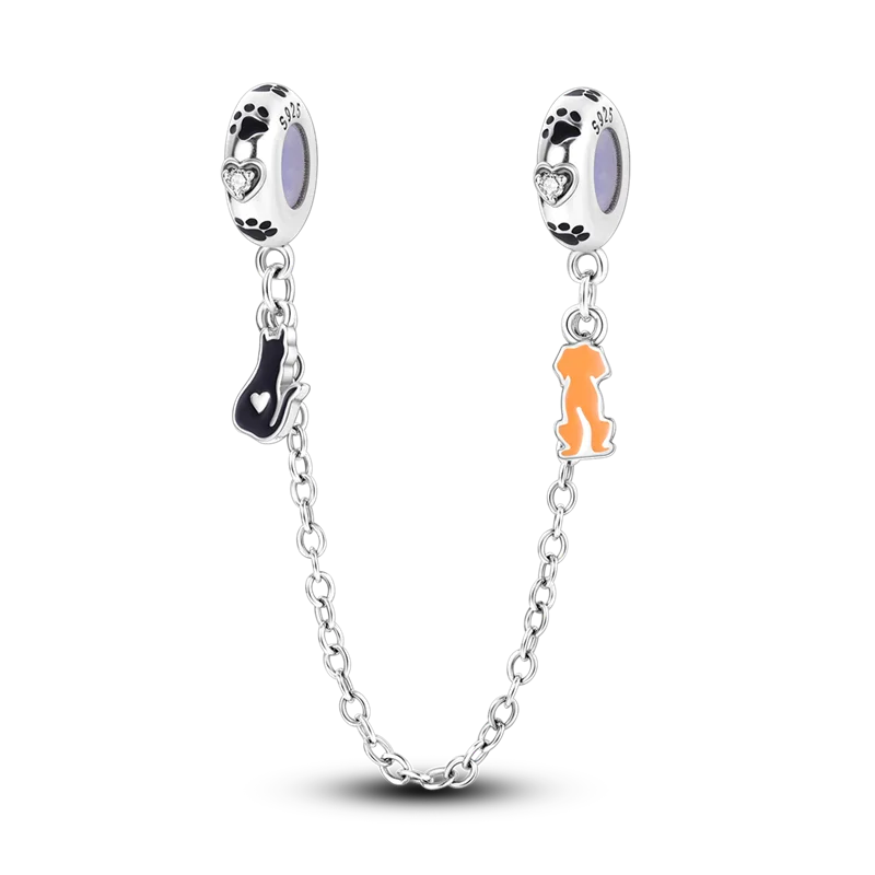 Silver Clasp 925 Sterling Silver CZ pave Clip Charms Daisy Beads Stopper Safety Chain fit Original Bangle Bracelet Jewelry Clip