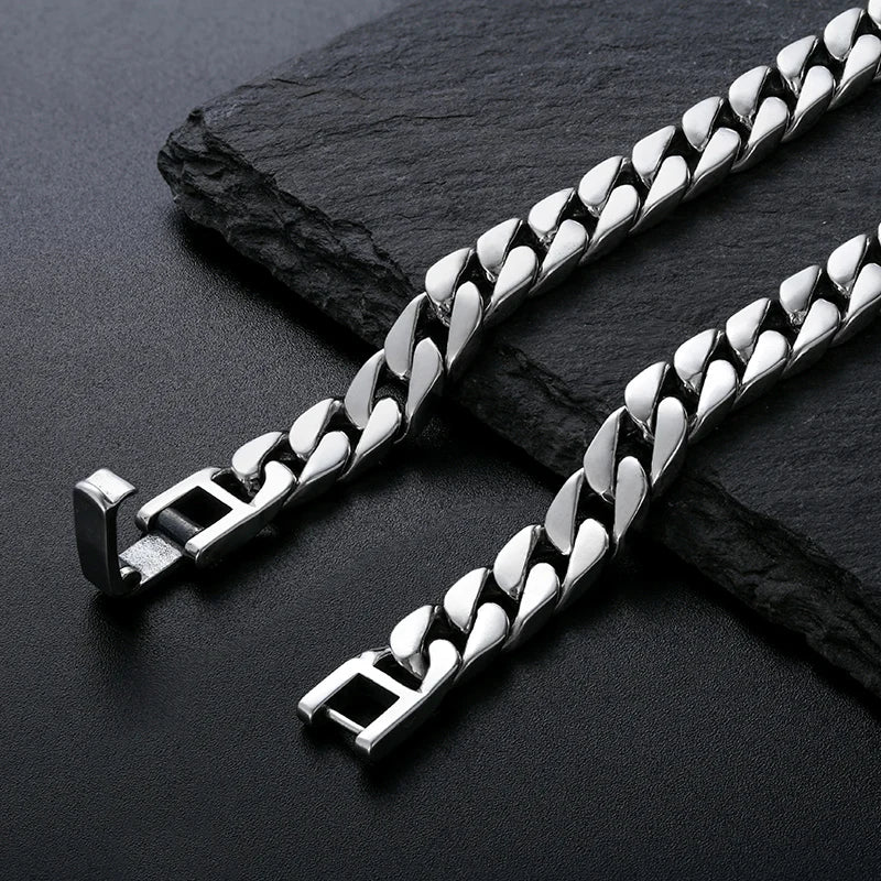 Pulsera de Plata 925 Maciza Estilo Cubano Retro – Hecha a Mano (7mm / 8mm)