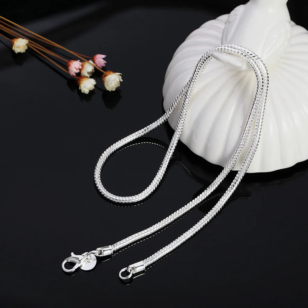 Cadena de Plata 925 Maciza Estilo "Snake" (Víbora) – De 40 a 75cm (1mm/2mm/3mm)