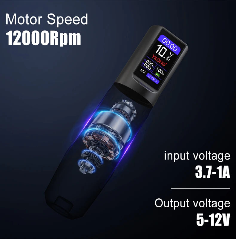 Máquina Pen YILONG Wireless Pro – Motor Brushless y 6 Strokes Ajustables (2.2mm a 4.2mm)