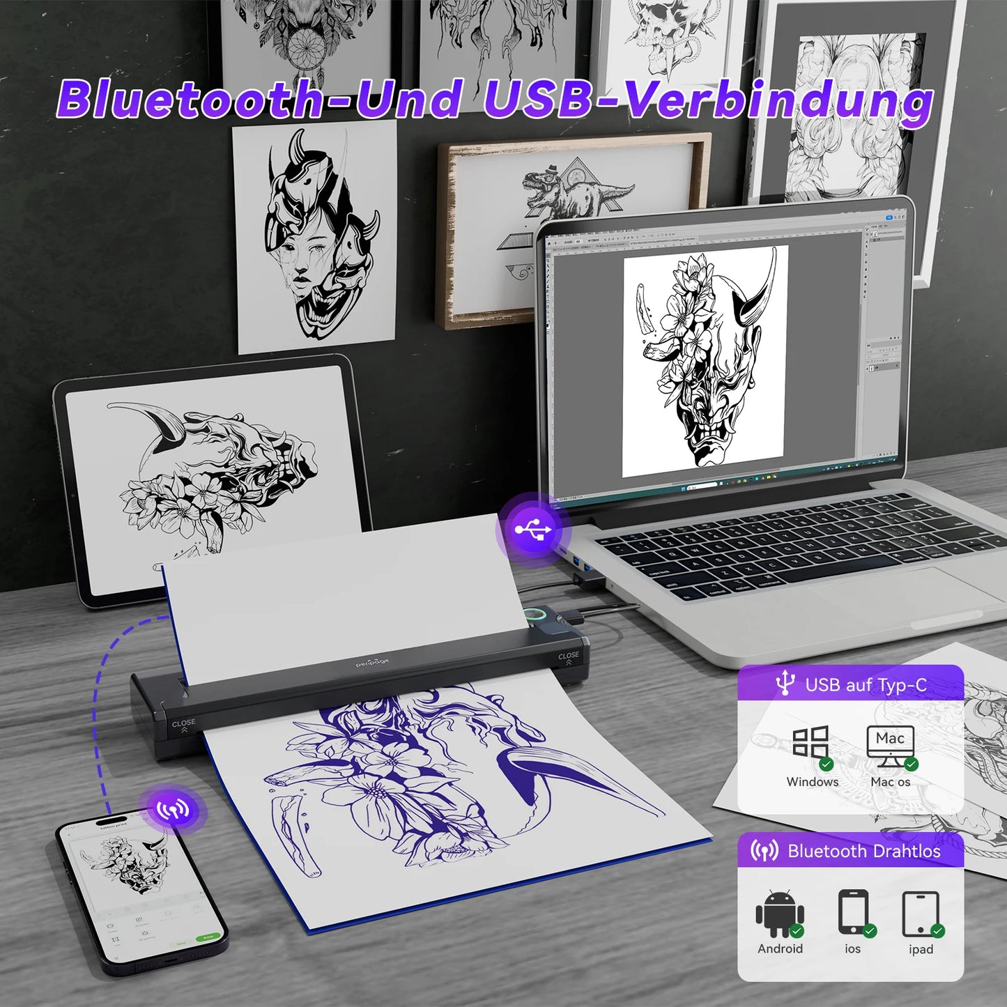 Impresora de Stencil PeriPage P90 – Térmica, Inalámbrica y Ultra Compacta