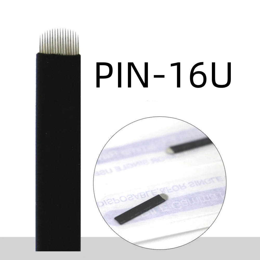 50PCS Black Microblading Needles PMU Tattoo Needles Permanent Makeup Blade 9Pin 12 14 16 U18 Manual Eyebrow Pen Blades