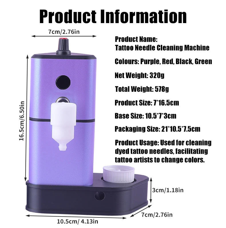 Tattoo Needle Cleaning Machine with Automatic Sensor Tattoo Needle Washer Color Rinse Tool Essential Tattoo Equipment
