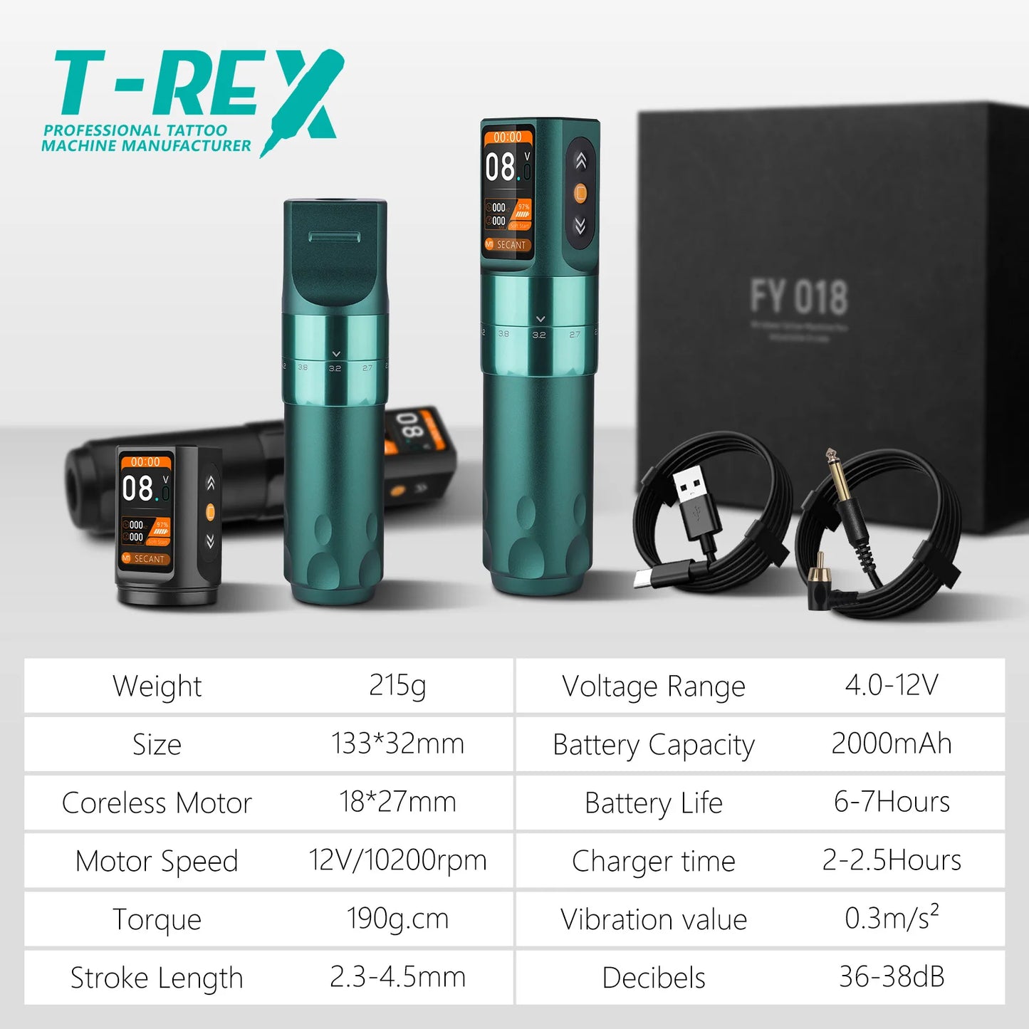 Máquina Pen T-Rex Smart Wireless – 6 Strokes Ajustables y Pantalla Inteligente OLED (2000mAh)
