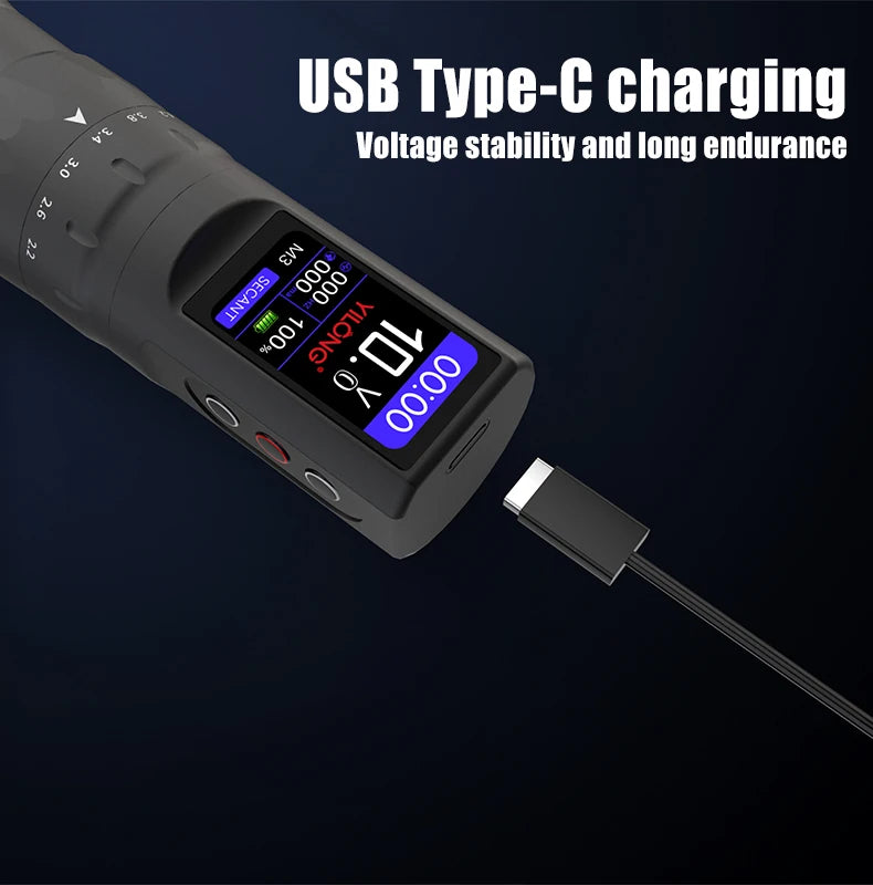 Máquina Pen YILONG Wireless Pro – Motor Brushless y 6 Strokes Ajustables (2.2mm a 4.2mm)