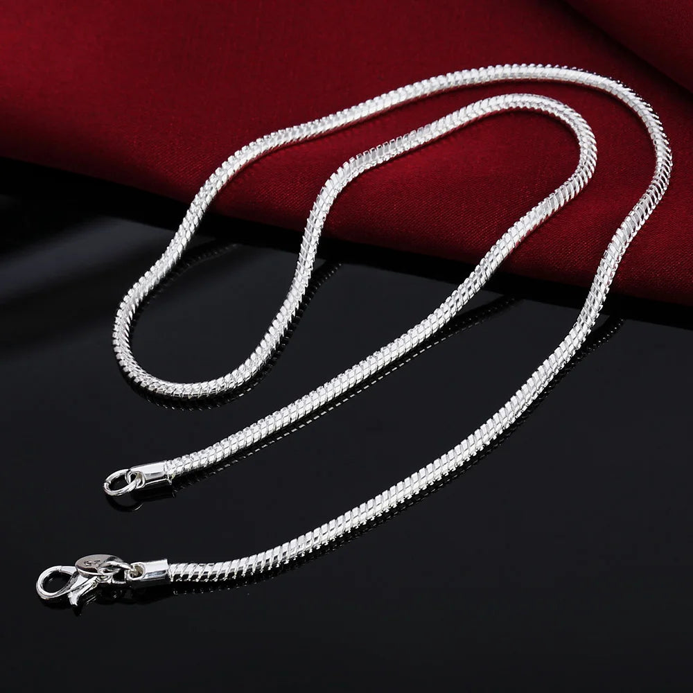 Cadena de Plata 925 Maciza Estilo "Snake" (Víbora) – De 40 a 75cm (1mm/2mm/3mm)
