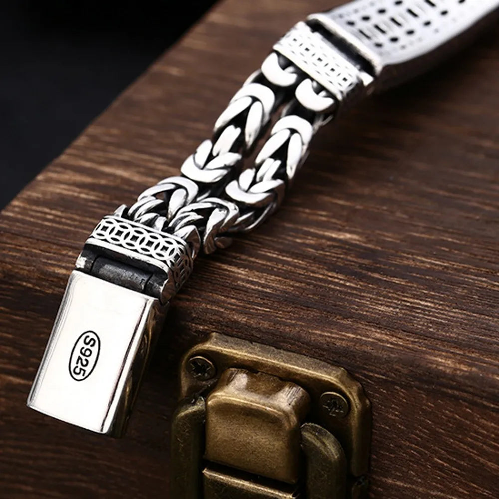 Pulsera de Plata 925 "Pixiu de la Suerte" – Estilo Retro Macizo y Protector