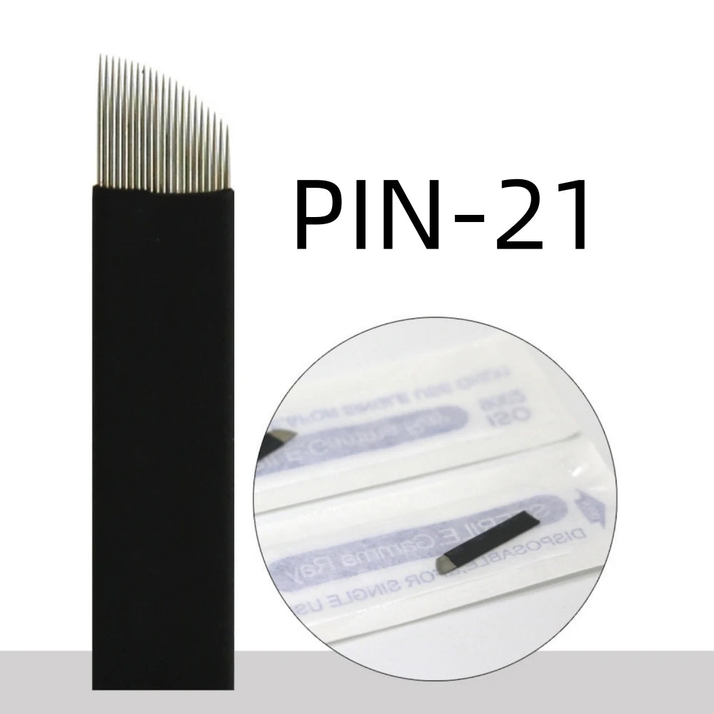 50PCS Black Microblading Needles PMU Tattoo Needles Permanent Makeup Blade 9Pin 12 14 16 U18 Manual Eyebrow Pen Blades