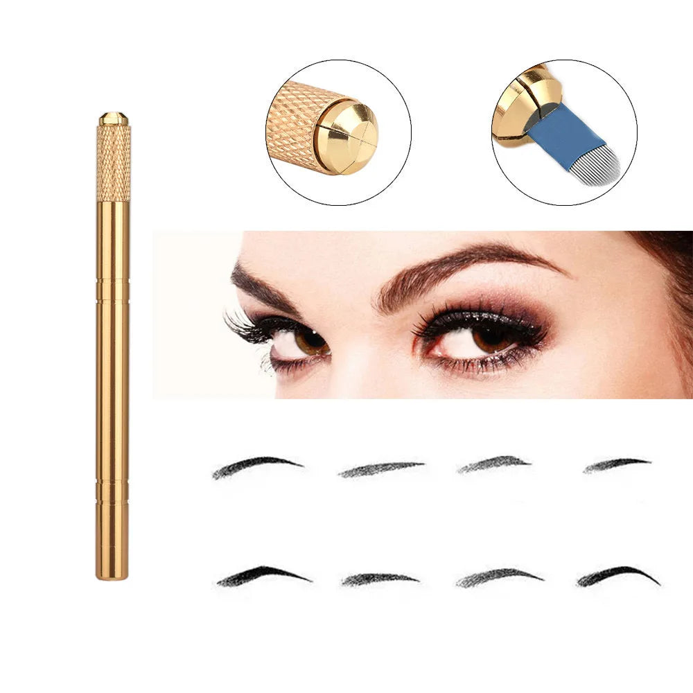 Set Professional Microblading: Pluma Tebori Gold + 5 Agujas Flex (12 Pins)