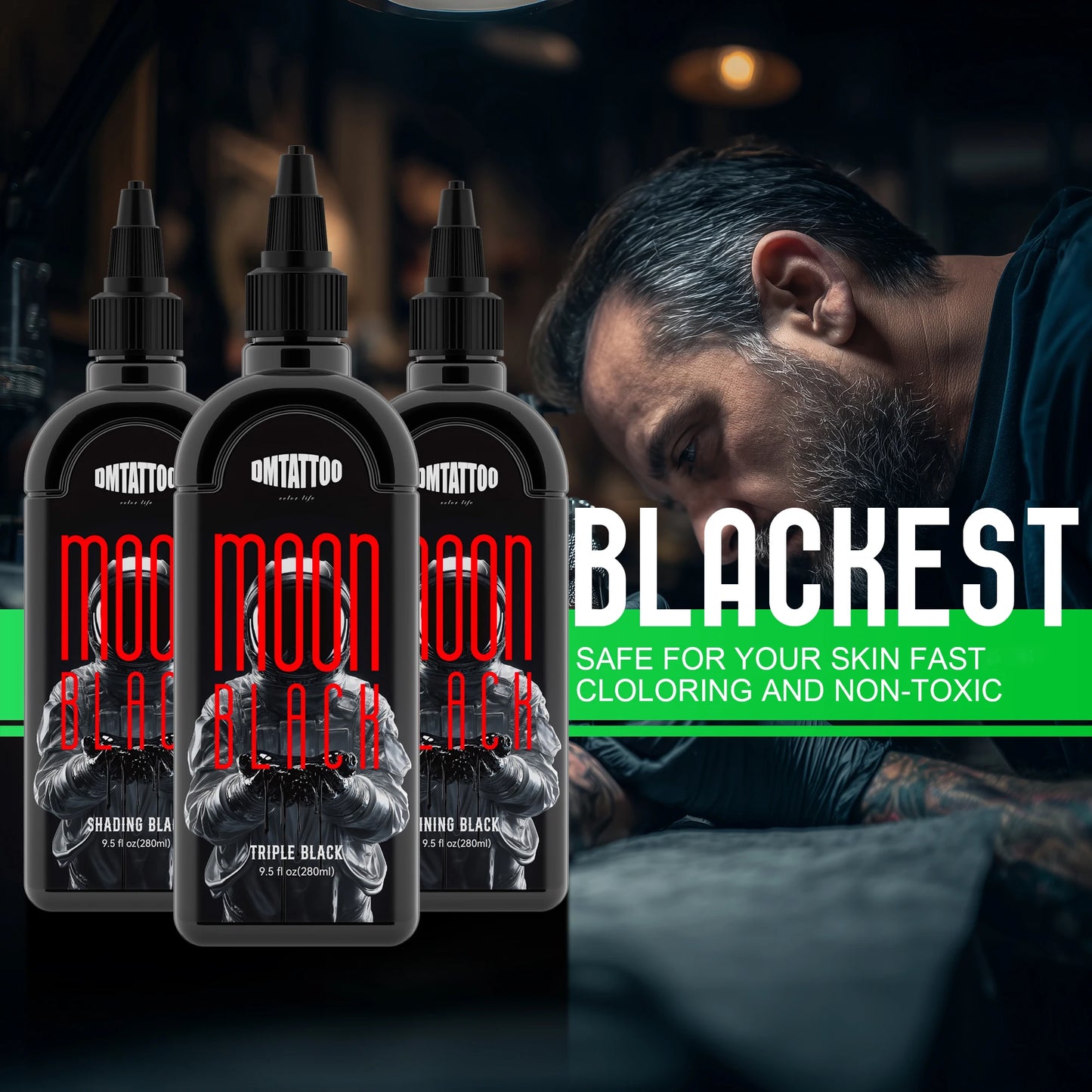 Tinta Mon Black Premium – 3 en 1: Línea, Sombra y Relleno (9.5oz / 280ml)