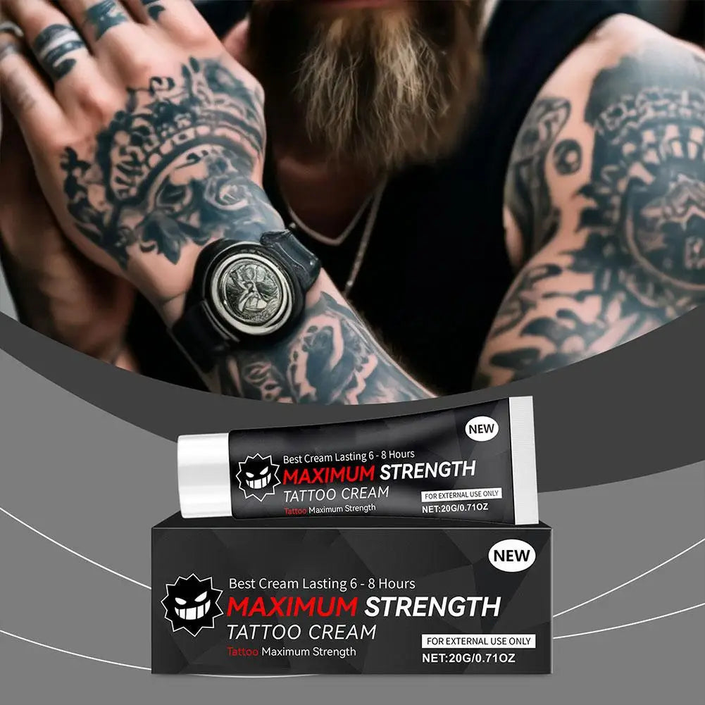 Creme para tatuagem de máxima potência, para uso antes da maquiagem permanente. Limpa suavemente e hidrata. Para uso externo. Cuidados com tatuagens no corpo.