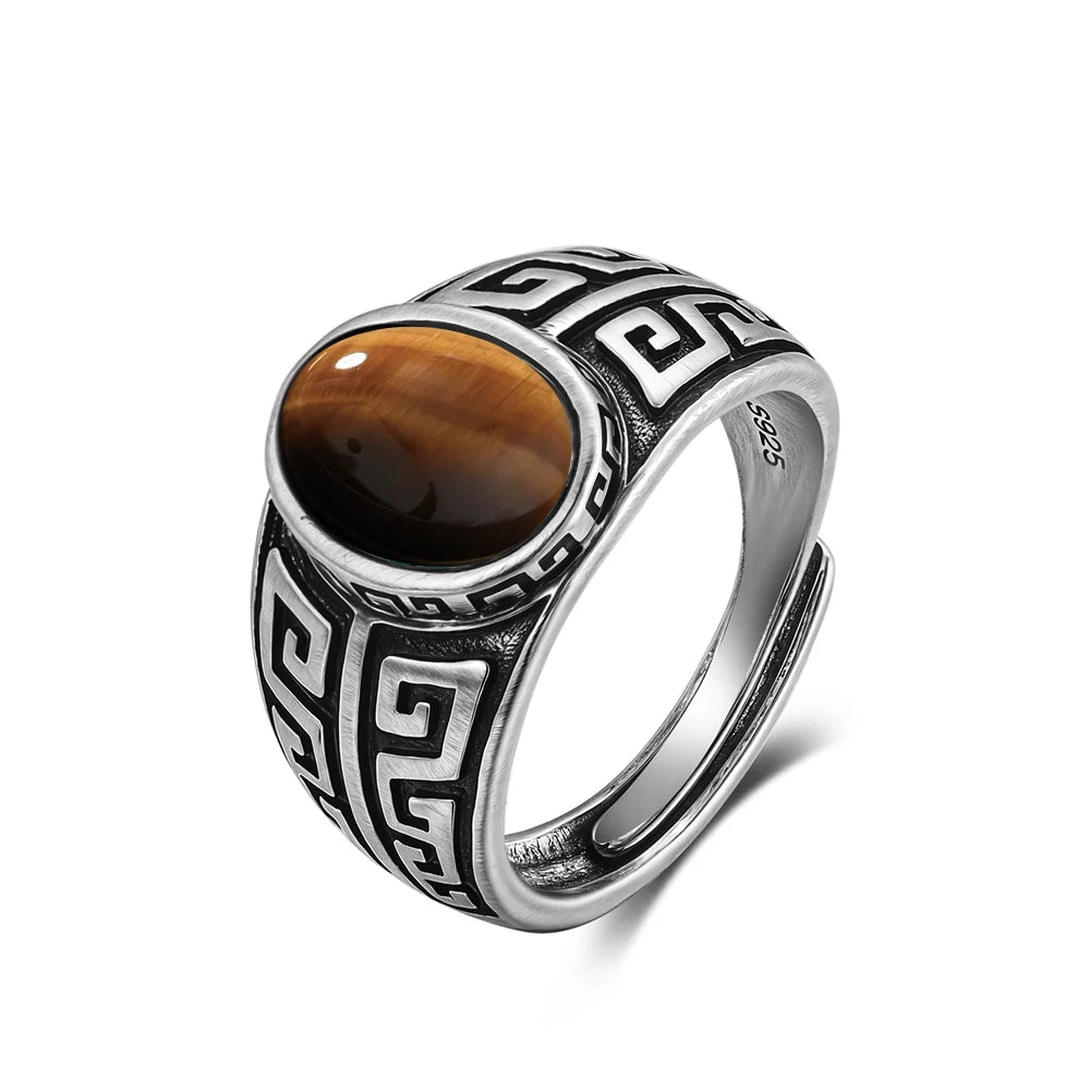 Anillo Vintage de Plata 925 con Labradorita Natural y Piedra Luna – Estilo Boho Real