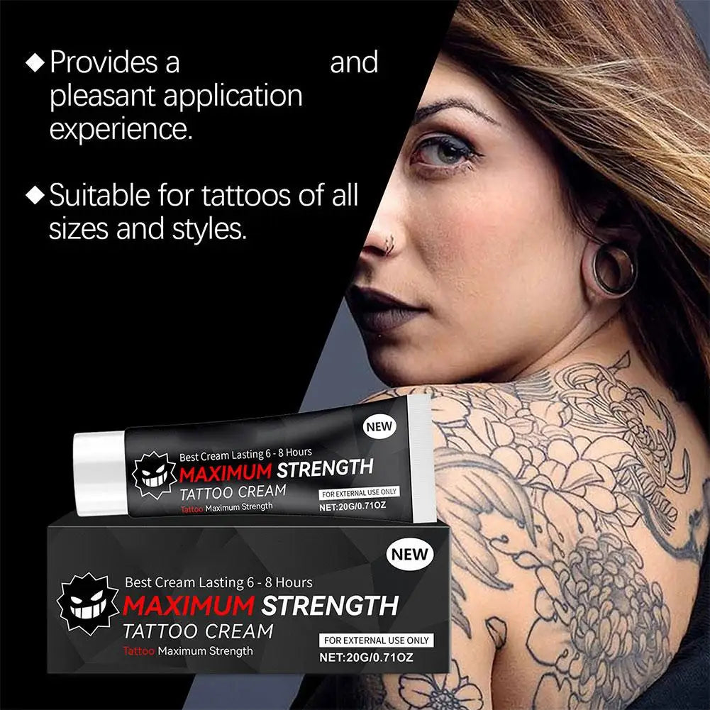 Creme para tatuagem de máxima potência, para uso antes da maquiagem permanente. Limpa suavemente e hidrata. Para uso externo. Cuidados com tatuagens no corpo.
