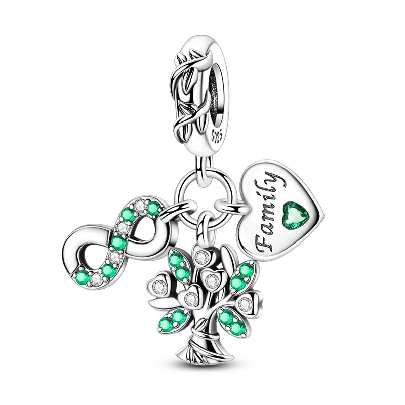 925 Sterling Silver Green Series Flower Tree Apple Pendant DIY Fine Beads Fit Original Charms Bracelet Women Jewelry Diy
