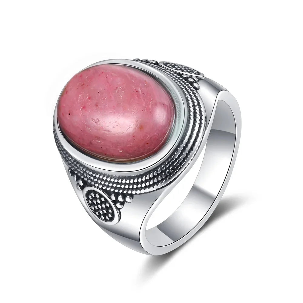 Anillo Vintage de Plata 925 con Labradorita Natural y Piedra Luna – Estilo Boho Real