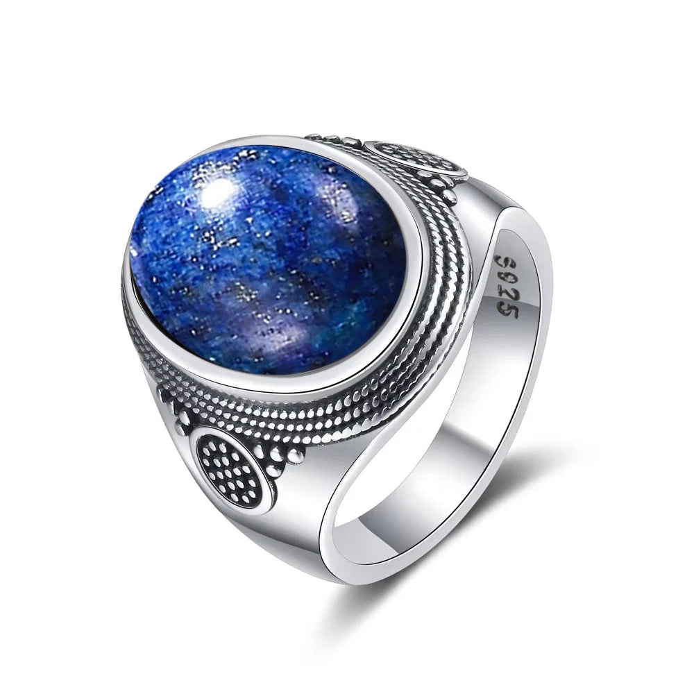 Anillo Vintage de Plata 925 con Labradorita Natural y Piedra Luna – Estilo Boho Real