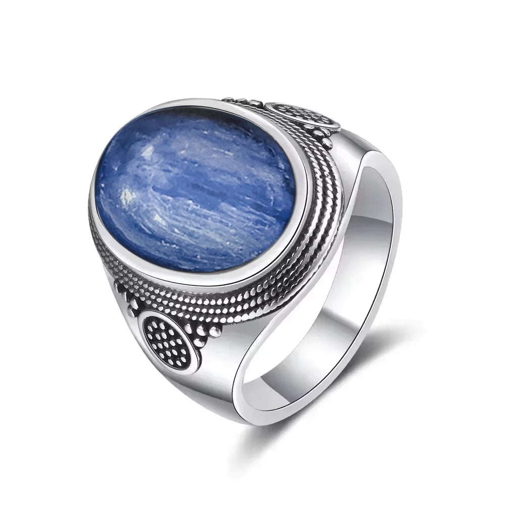 Anillo Vintage de Plata 925 con Labradorita Natural y Piedra Luna – Estilo Boho Real