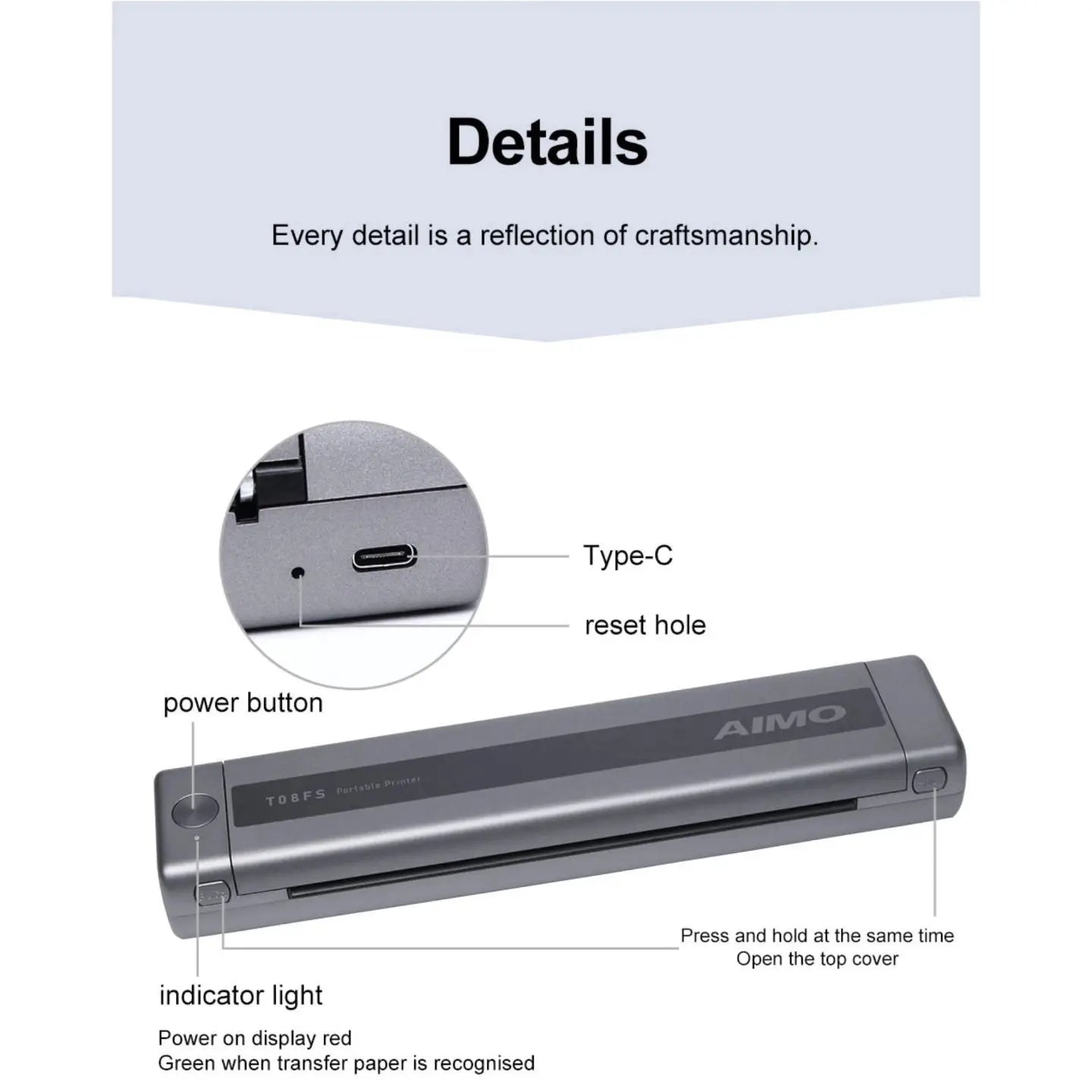 Kit de Impresora Térmica AIMO Tattoo – Transferencia Inalámbrica Bluetooth + Papel de Regalo