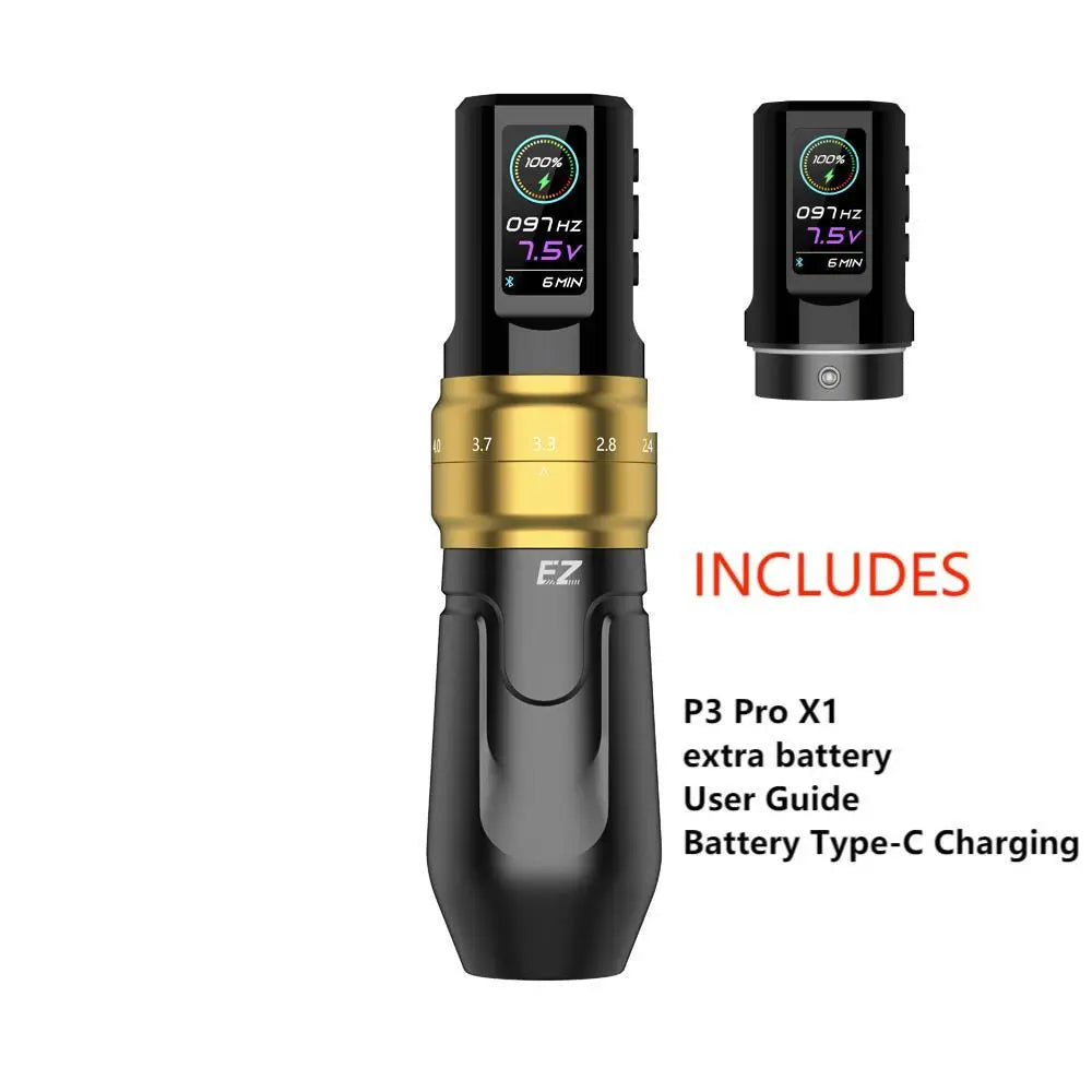 EZ P3 Pro Wireless Pen – Stroke Ajustable de 6 Niveles para Tattoo, PMU y SMP