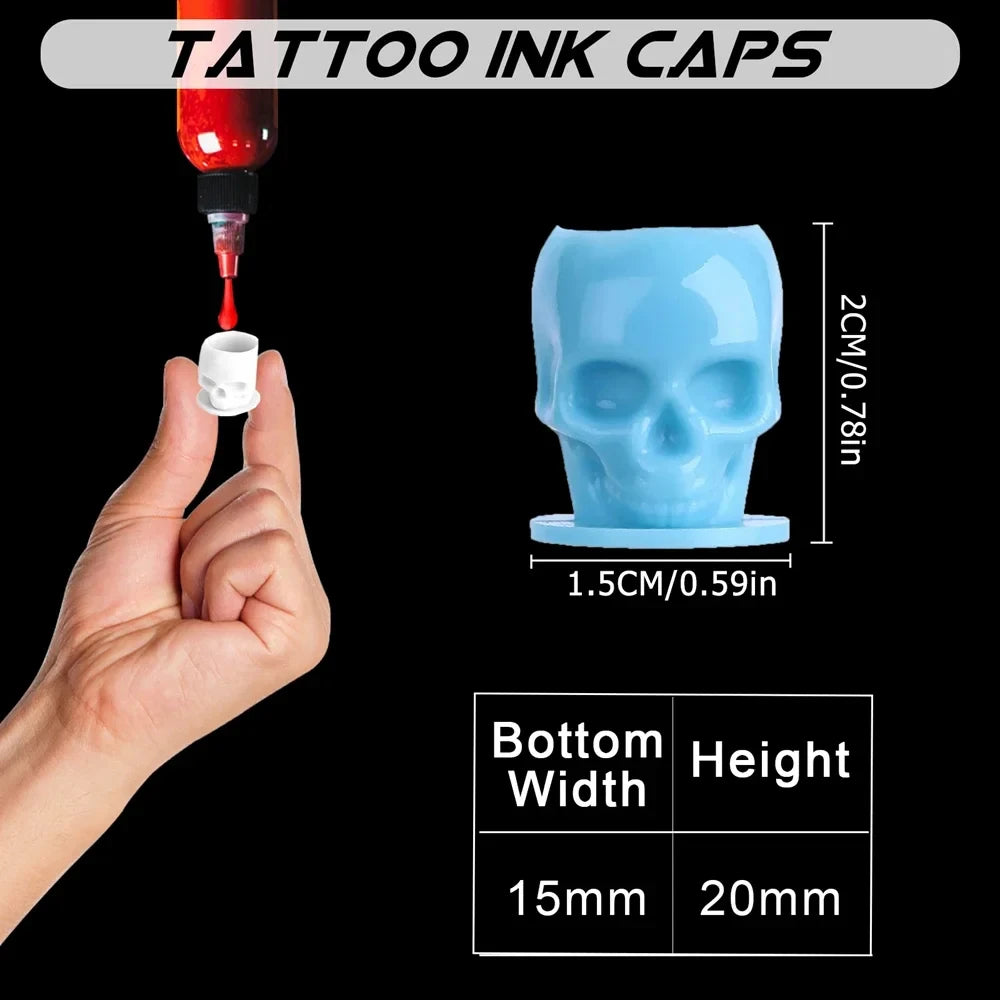 Copas para Tinta con Base Plana (Pack 50 / 100u) – Tetinas Descartables para Tatuaje y PMU