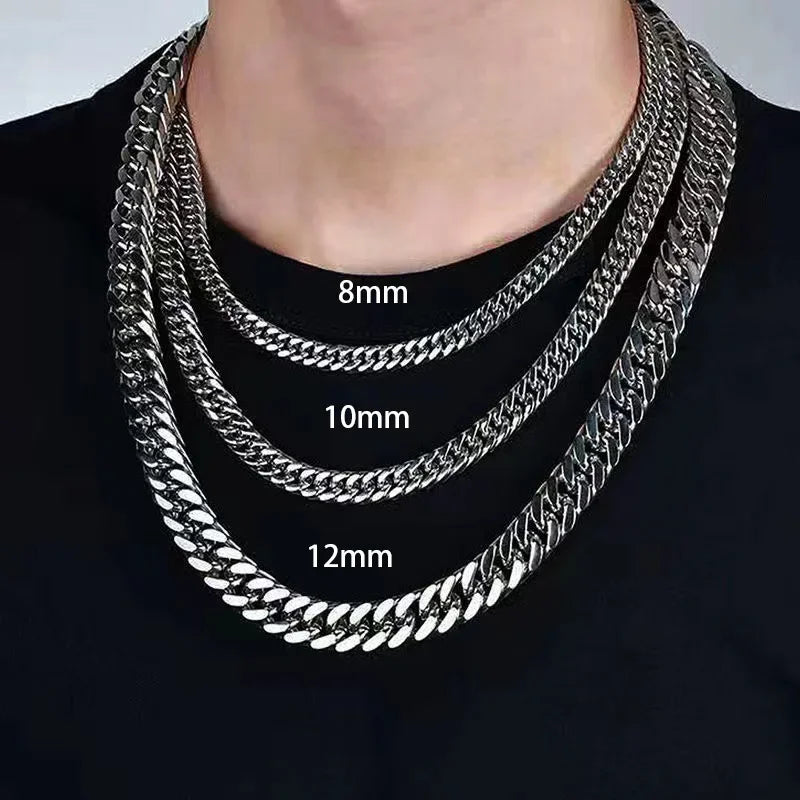 Cadena HNSP LA Cuban Link – Acero Inoxidable Quirúrgico (Plata) | 8mm a 14mm