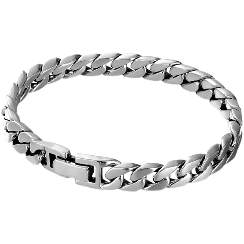 Pulsera de Plata 925 Maciza Estilo Cubano Retro – Hecha a Mano (7mm / 8mm)