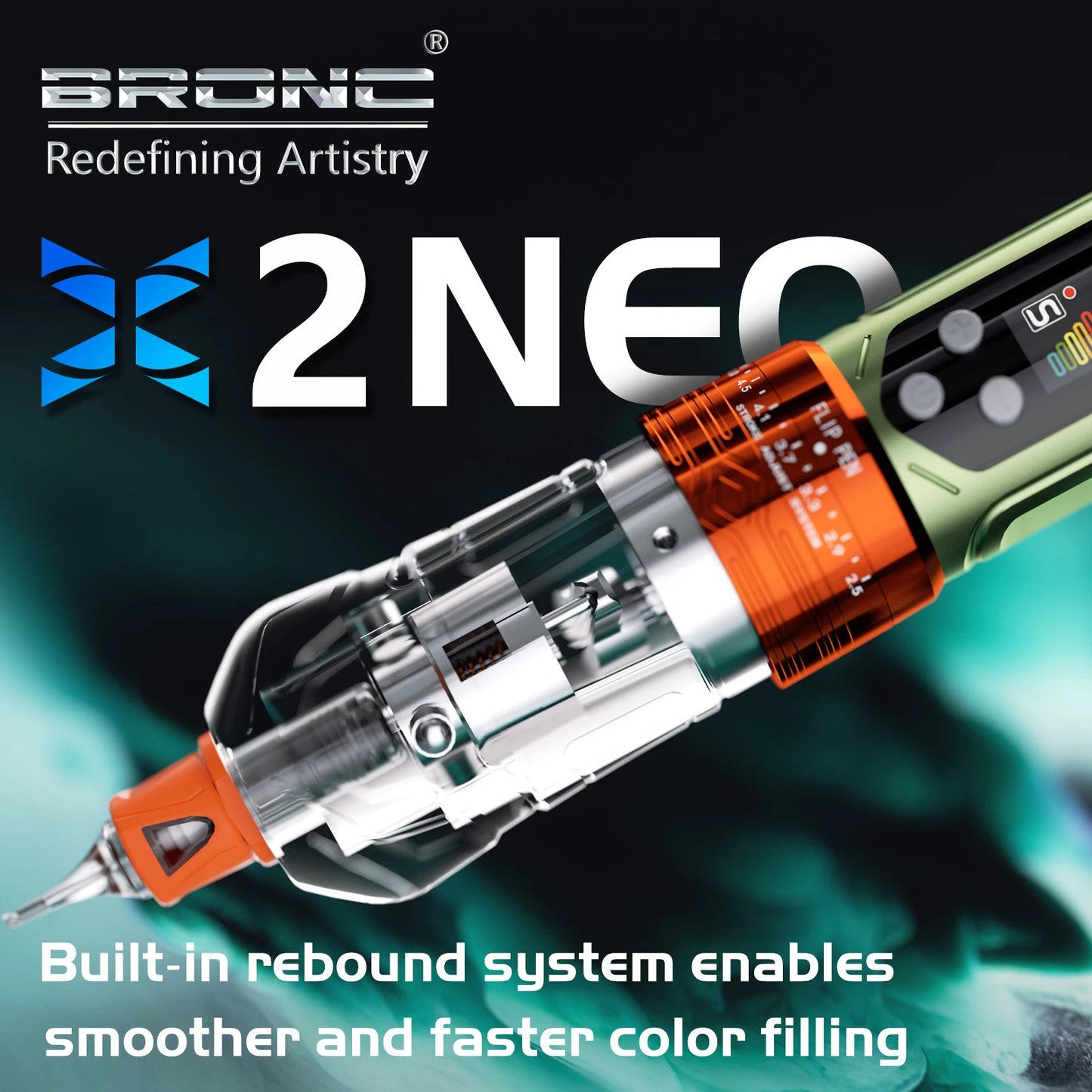 BRONC X2 NENO Wireless Pen – Stroke Ajustable (2.5mm a 5.0mm) con Pantalla Color