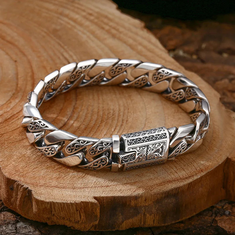 Pulsera de Plata 925 "Eterna Vid" – Diseño Punk Tank con Relieve Orgánico