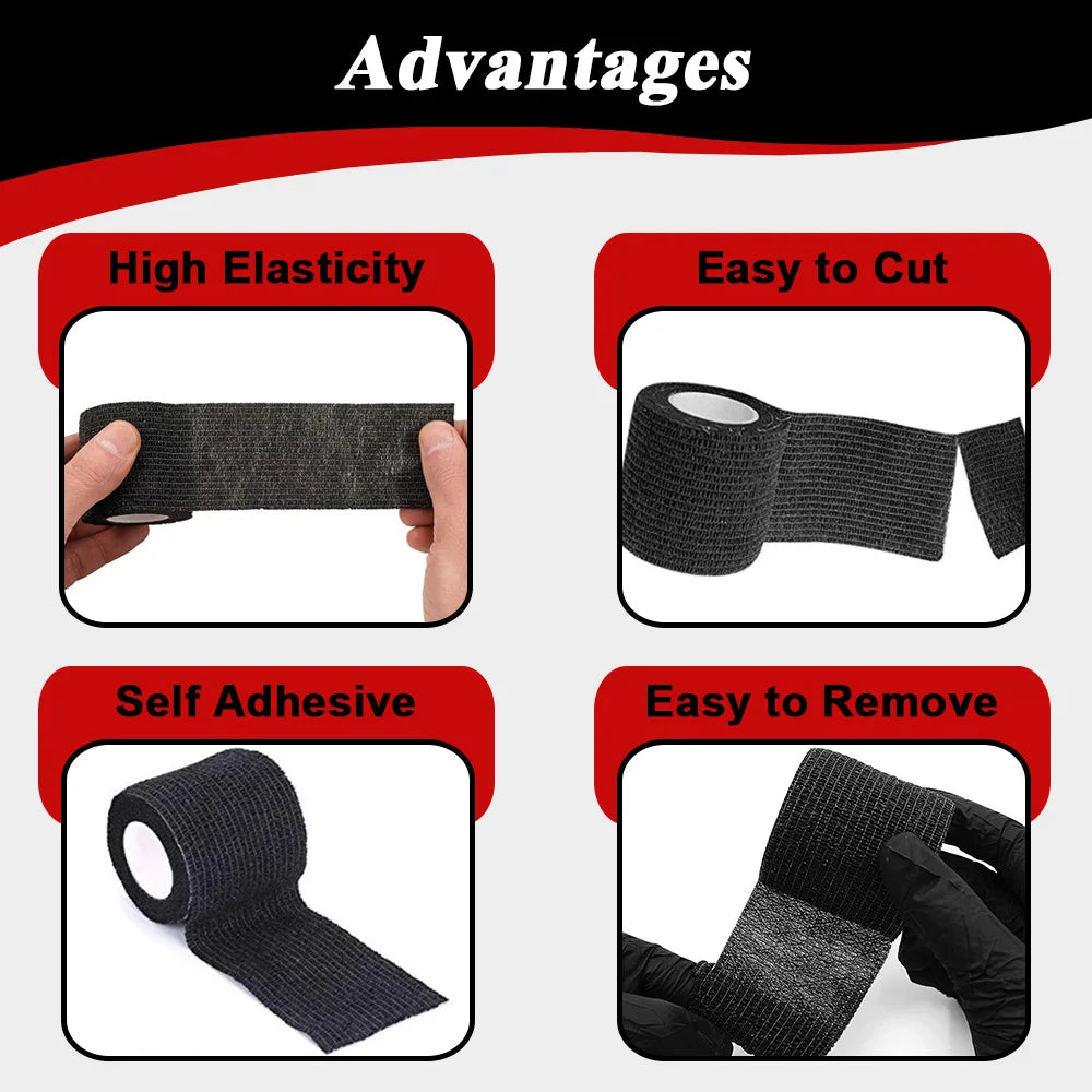 Cinta de Agarre Profesional Negra – Vendaje Autoadhesivo Elástico (Packs 3 a 48u)