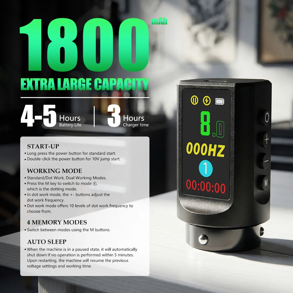 Kit Tattoo T-Rex New Cool – Set Profesional Inalámbrico con 7 Strokes Ajustables