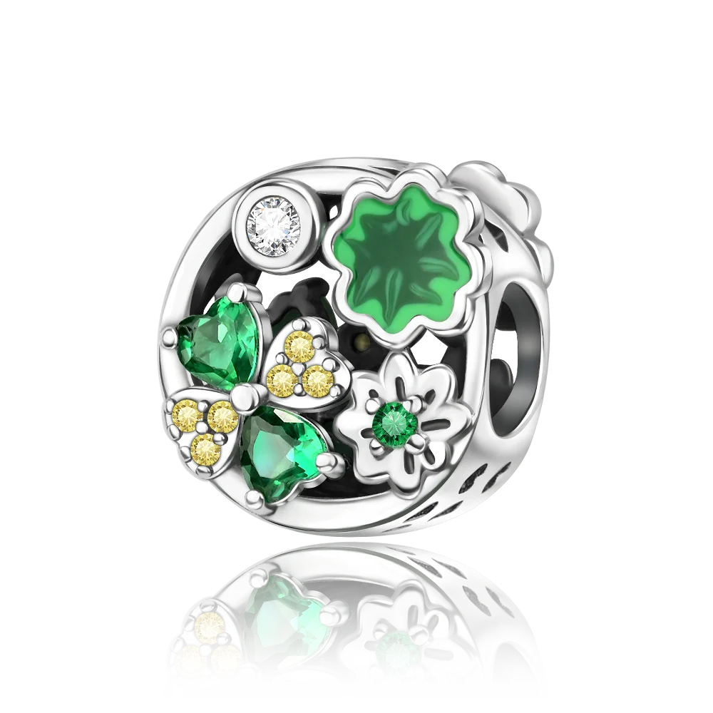 925 Sterling Silver Green Series Flower Tree Apple Pendant DIY Fine Beads Fit Original Charms Bracelet Women Jewelry Diy
