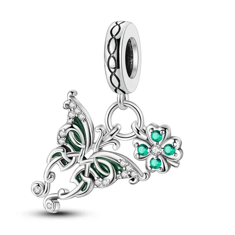 925 Sterling Silver Green Series Flower Tree Apple Pendant DIY Fine Beads Fit Original Charms Bracelet Women Jewelry Diy
