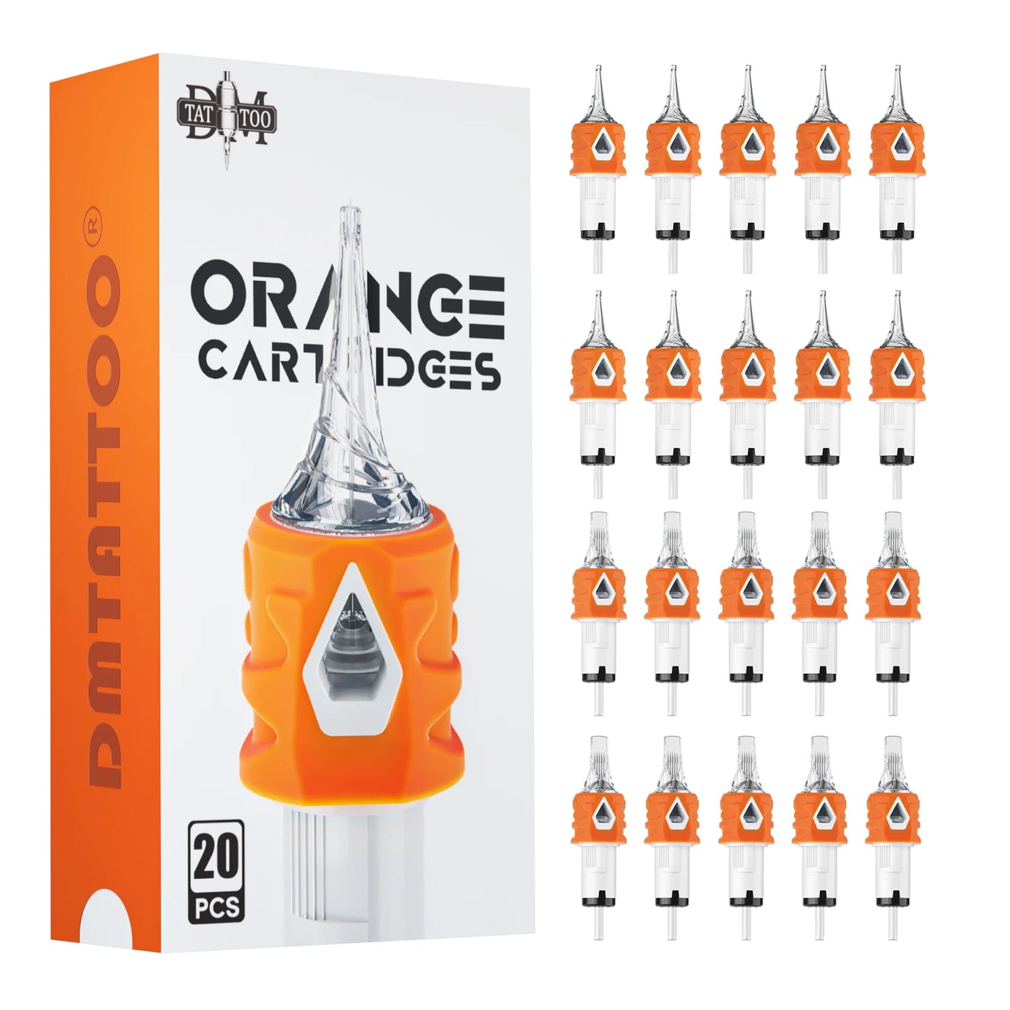 Cartuchos de Tatuaje Orange Series – Agujas Premium con Membrana (Caja x 20u)