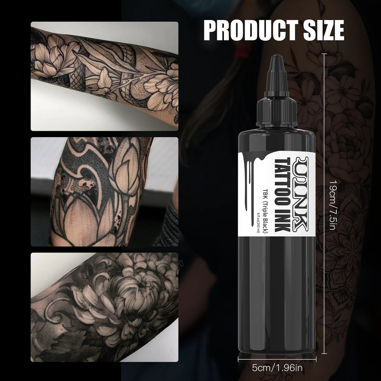Tinta DQFART Professional – Negro Triple / Blanco Intenso (8oz / 240ml)