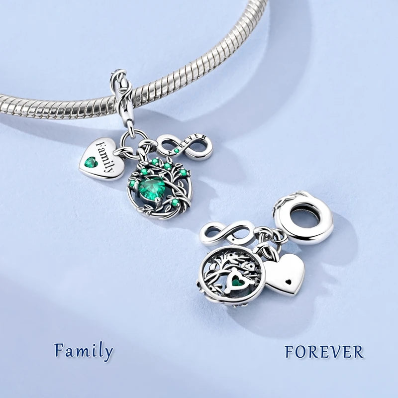 925 Sterling Silver Green Series Flower Tree Apple Pendant DIY Fine Beads Fit Original Charms Bracelet Women Jewelry Diy