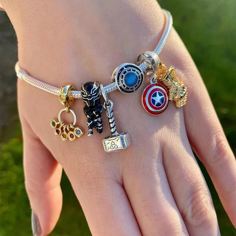 Plata De Ley 925 Silver Marvel Anime Lron Man Deadpool Wolverine Charms Beads Original Women Bracelets Pendant DIY Jewelry Gifts