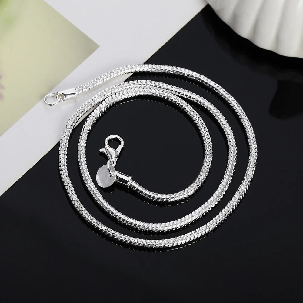 Cadena de Plata 925 Maciza Estilo "Snake" (Víbora) – De 40 a 75cm (1mm/2mm/3mm)