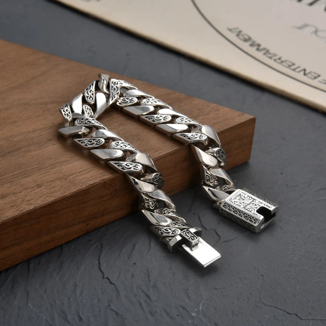Pulsera de Plata 925 "Eterna Vid" – Diseño Punk Tank con Relieve Orgánico