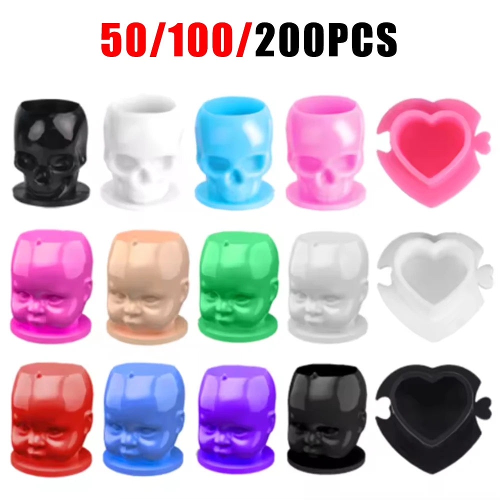 Copas para Tinta con Base Plana (Pack 50 / 100u) – Tetinas Descartables para Tatuaje y PMU