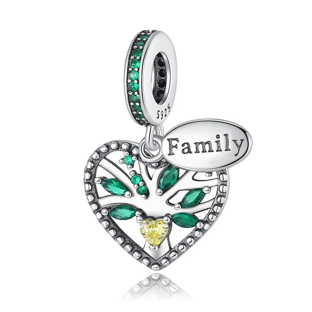 925 Sterling Silver Green Series Flower Tree Apple Pendant DIY Fine Beads Fit Original Charms Bracelet Women Jewelry Diy