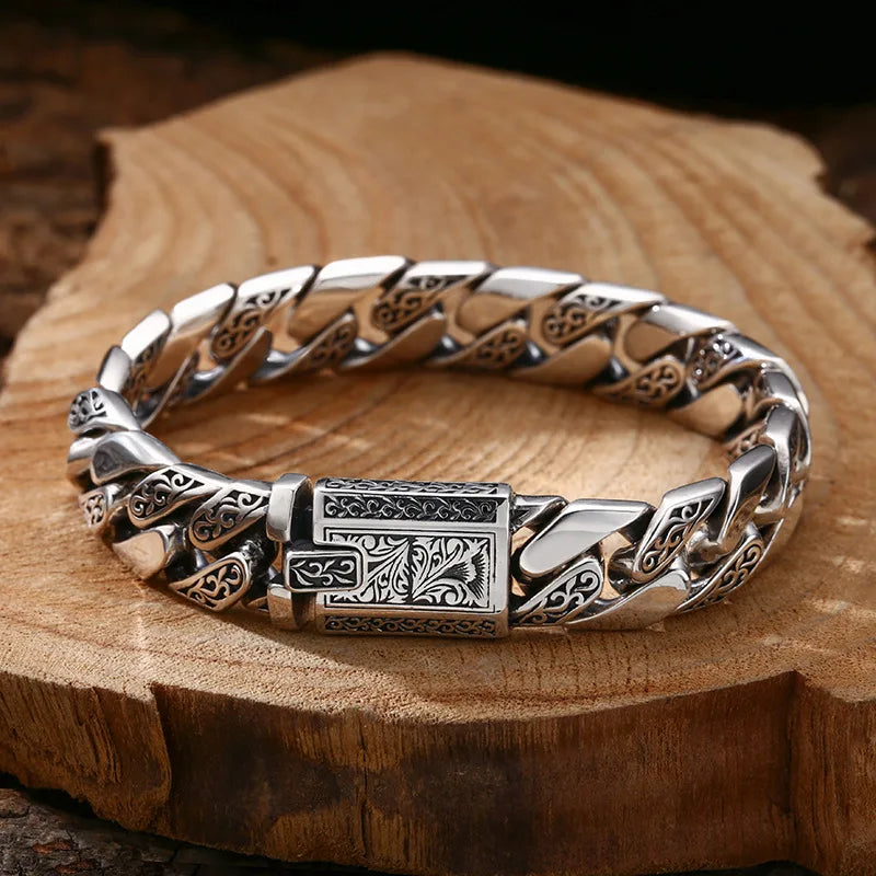 Pulsera de Plata 925 "Eterna Vid" – Diseño Punk Tank con Relieve Orgánico