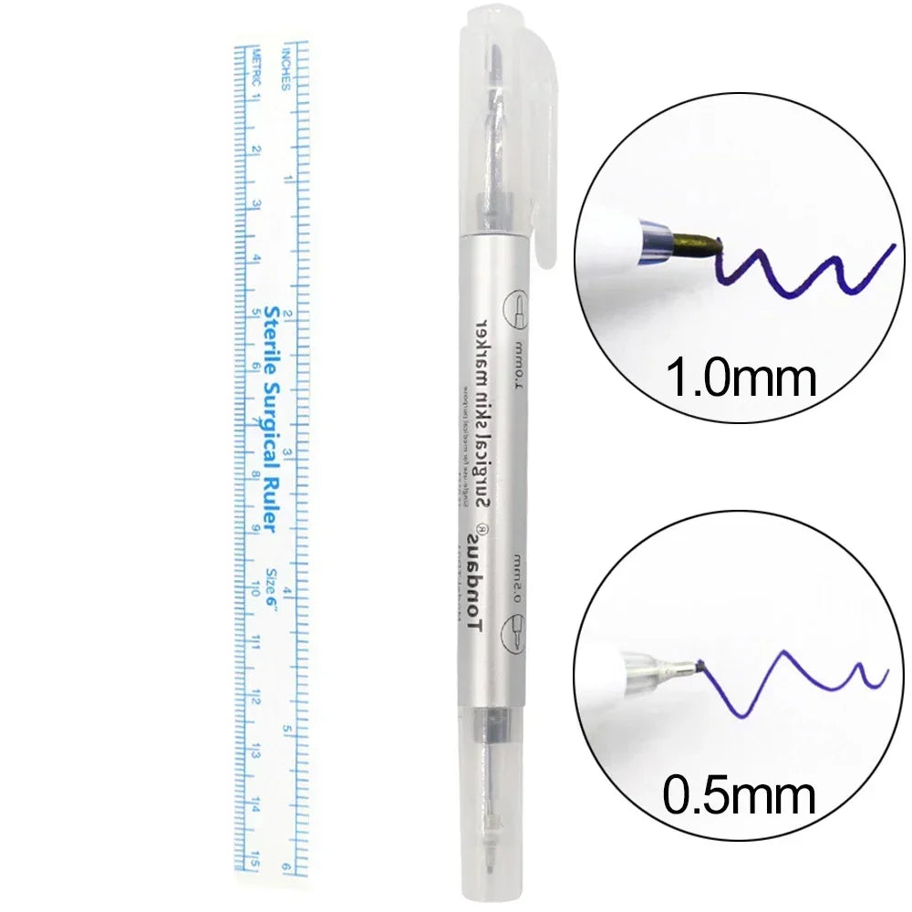 Set Marcador Quirúrgico + Regla Flexible – Kit de Marcación de Puntos Fijos para PMU