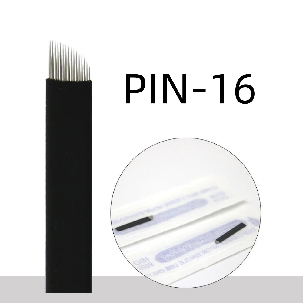 50PCS Black Microblading Needles PMU Tattoo Needles Permanent Makeup Blade 9Pin 12 14 16 U18 Manual Eyebrow Pen Blades